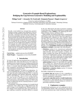 Generative Example-Based Explanations: Bridging the Gap between Generative Modeling and Explainability