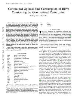 Constrained Optimal Fuel Consumption of HEVs under Observational Noise
