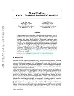 Neural Hamilton: Can A.I. Understand Hamiltonian Mechanics?