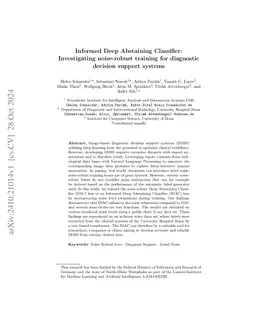 Informed Deep Abstaining Classifier: Investigating noise-robust training
  for diagnostic decision support systems