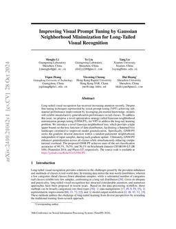 Improving Visual Prompt Tuning by Gaussian Neighborhood Minimization for
  Long-Tailed Visual Recognition