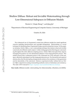 Shallow Diffuse: Robust and Invisible Watermarking through Low-Dimensional Subspaces in Diffusion Models