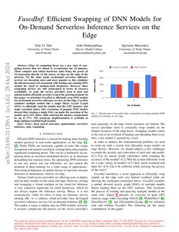 FusedInf: Efficient Swapping of DNN Models for On-Demand Serverless
  Inference Services on the Edge