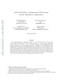 SoS Certifiability of Subgaussian Distributions and its Algorithmic
  Applications