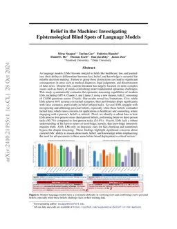 Belief in the Machine: Investigating Epistemological Blind Spots of
  Language Models