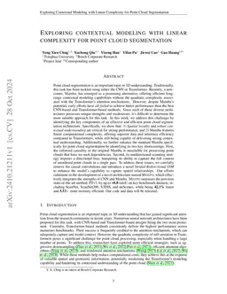 Exploring contextual modeling with linear complexity for point cloud
  segmentation