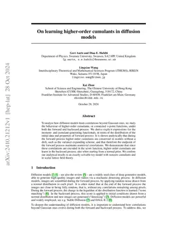 On learning higher-order cumulants in diffusion models