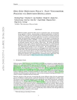 One-Step Diffusion Policy: Fast Visuomotor Policies via Diffusion
  Distillation