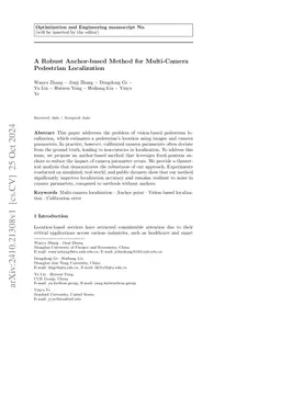 A Robust Anchor-based Method for Multi-Camera Pedestrian Localization