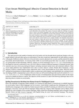 User-Aware Multilingual Abusive Content Detection in Social Media