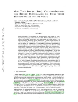 Mind Your Step (by Step): Chain-of-Thought can Reduce Performance on Tasks where Thinking Makes Humans Worse