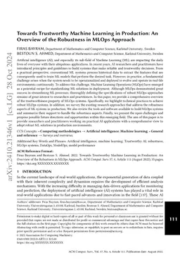 Towards Trustworthy Machine Learning in Production: An Overview of the
  Robustness in MLOps Approach