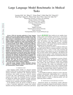 Large Language Model Benchmarks in Medical Tasks