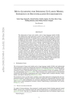 Meta-Learning for Speeding Up Large Model Inference in Decentralized
  Environments