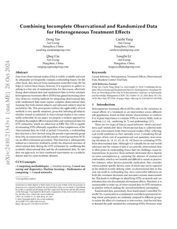 Combining Incomplete Observational and Randomized Data for Heterogeneous
  Treatment Effects