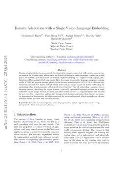 Domain Adaptation with a Single Vision-Language Embedding