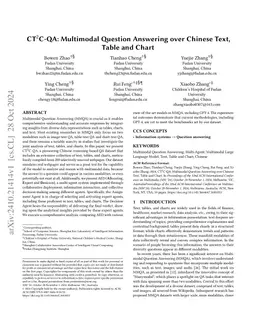 CT2C-QA: Multimodal Question Answering over Chinese Text, Table and
  Chart