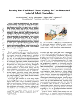 Learning State Conditioned Linear Mappings for Low-Dimensional Control
  of Robotic Manipulators