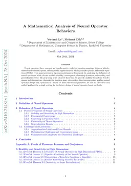 A Mathematical Analysis of Neural Operator Behaviors