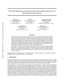 Trustworthiness of Stochastic Gradient Descent in Distributed Learning