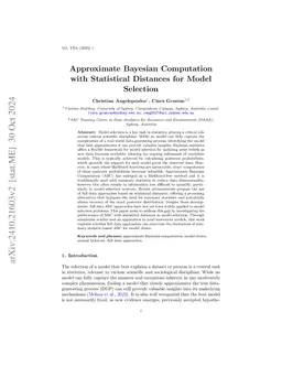 Approximate Bayesian Computation with Statistical Distances for Model
  Selection