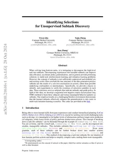 Identifying Selections for Unsupervised Subtask Discovery