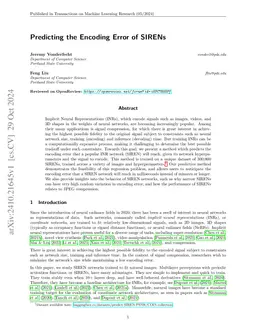 Predicting the Encoding Error of SIRENs