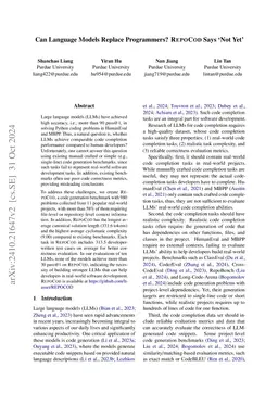 Can Language Models Replace Programmers for Coding? REPOCOD Says Ñot Yet'