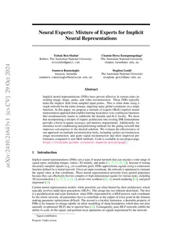 Neural Experts: Mixture of Experts for Implicit Neural Representations