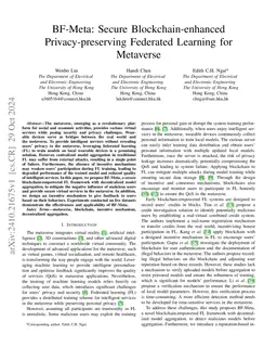 BF-Meta: Secure Blockchain-enhanced Privacy-preserving Federated
  Learning for Metaverse