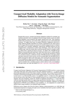 Unsupervised Modality Adaptation with Text-to-Image Diffusion Models for
  Semantic Segmentation