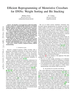 Efficient Reprogramming of Memristive Crossbars for DNNs: Weight Sorting
  and Bit Stucking