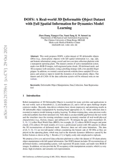 DOFS: A Real-world 3D Deformable Object Dataset with Full Spatial
  Information for Dynamics Model Learning