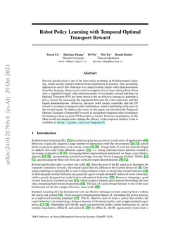 Robot Policy Learning with Temporal Optimal Transport Reward