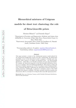 Hierarchical mixtures of Unigram models for short text clustering: The role of Beta-Liouville priors