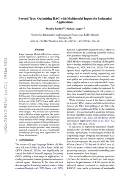 Beyond Text: Optimizing RAG with Multimodal Inputs for Industrial
  Applications