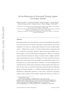 On the Robustness of Adversarial Training Against Uncertainty Attacks