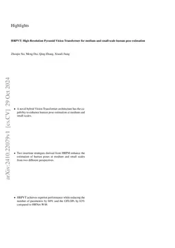 HRPVT: High-Resolution Pyramid Vision Transformer for medium and
  small-scale human pose estimation