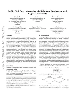 DAGE: DAG Query Answering via Relational Combinator with Logical Constraints