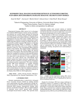Hyperspectral Imaging-Based Perception in Autonomous Driving Scenarios:
  Benchmarking Baseline Semantic Segmentation Models