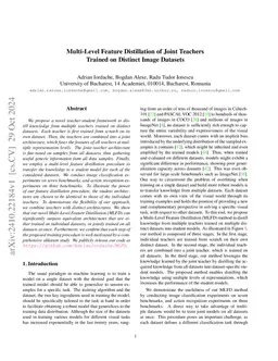 Multi-Level Feature Distillation of Joint Teachers Trained on Distinct
  Image Datasets