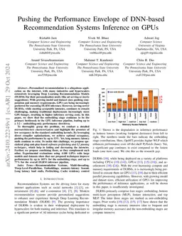 Pushing the Performance Envelope of DNN-based Recommendation Systems
  Inference on GPUs