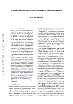 Efficient Machine Translation with a BiLSTM-Attention Approach