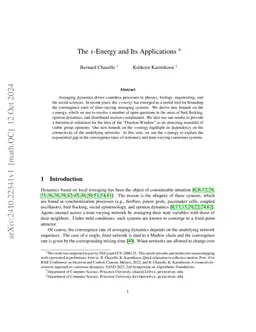 The $s$-Energy and Its Applications
