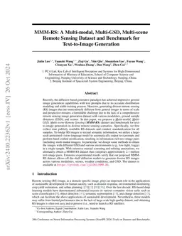 MMM-RS: A Multi-modal, Multi-GSD, Multi-scene Remote Sensing Dataset and
  Benchmark for Text-to-Image Generation