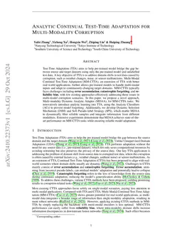 Analytic Continual Test-Time Adaptation for Multi-Modality Corruption