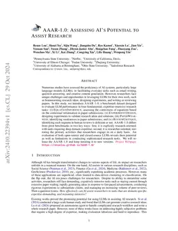AAAR-1.0: Assessing AI's Potential to Assist Research