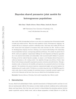 Bayesian shared parameter joint models for heterogeneous populations