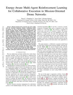 Energy-Aware Multi-Agent Reinforcement Learning for Collaborative
  Execution in Mission-Oriented Drone Networks