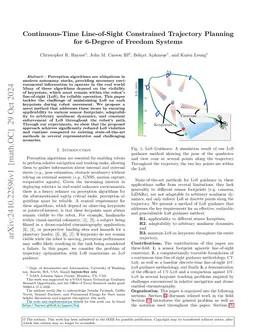Continuous-Time Line-of-Sight Constrained Trajectory Planning for 6-Degree of Freedom Systems
